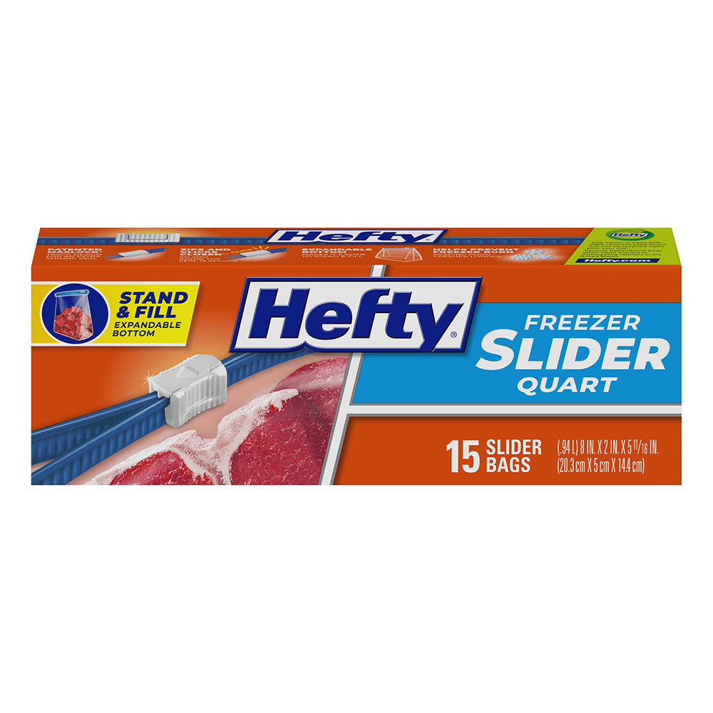 Hefty Slider Quart Size Freezer Bags, 15 Ct